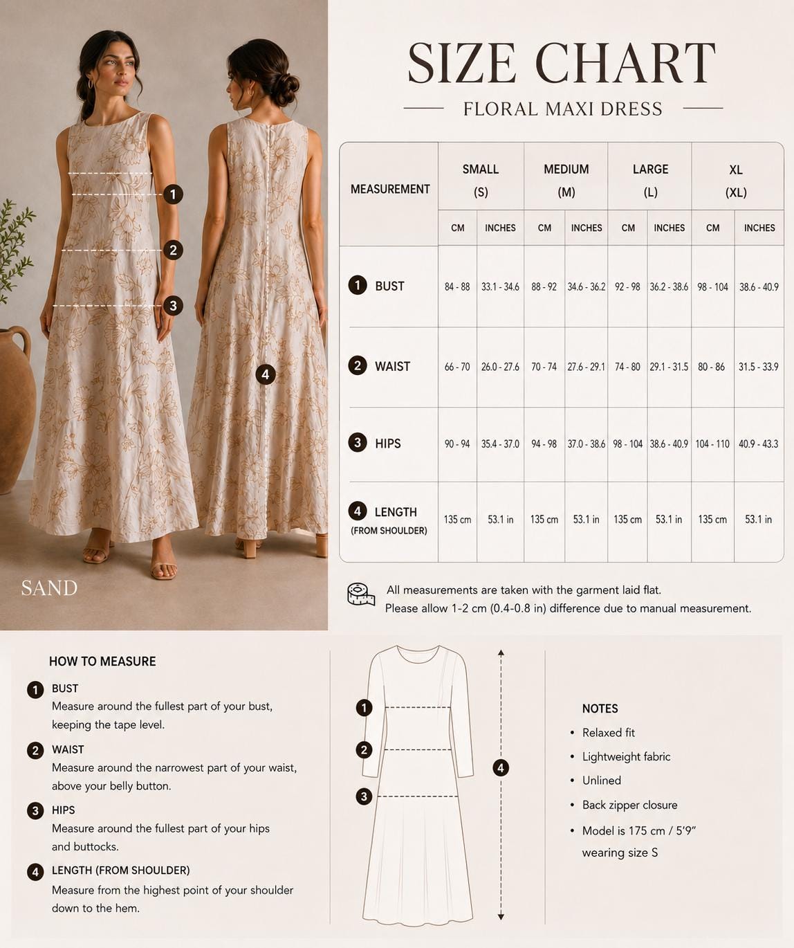 Embroidered Linen Resort Dress, Mediterranean Maxi  Beige Botanical Vacation