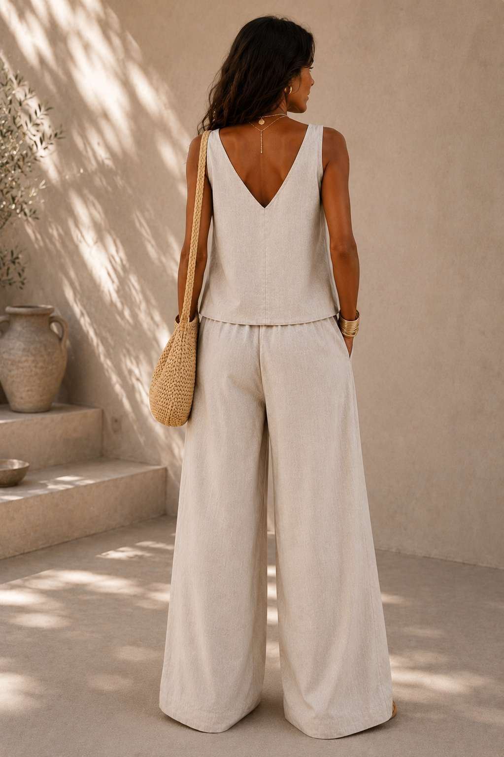 100% Linen Tank Top Women, Off White Sleeveless Blouse, Relaxed Fit Resort Wear