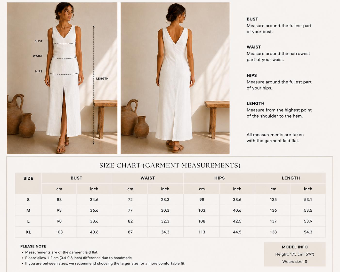 Linen Maxi Dress, Minimalist V-Neck Sleeveless Resort Wear