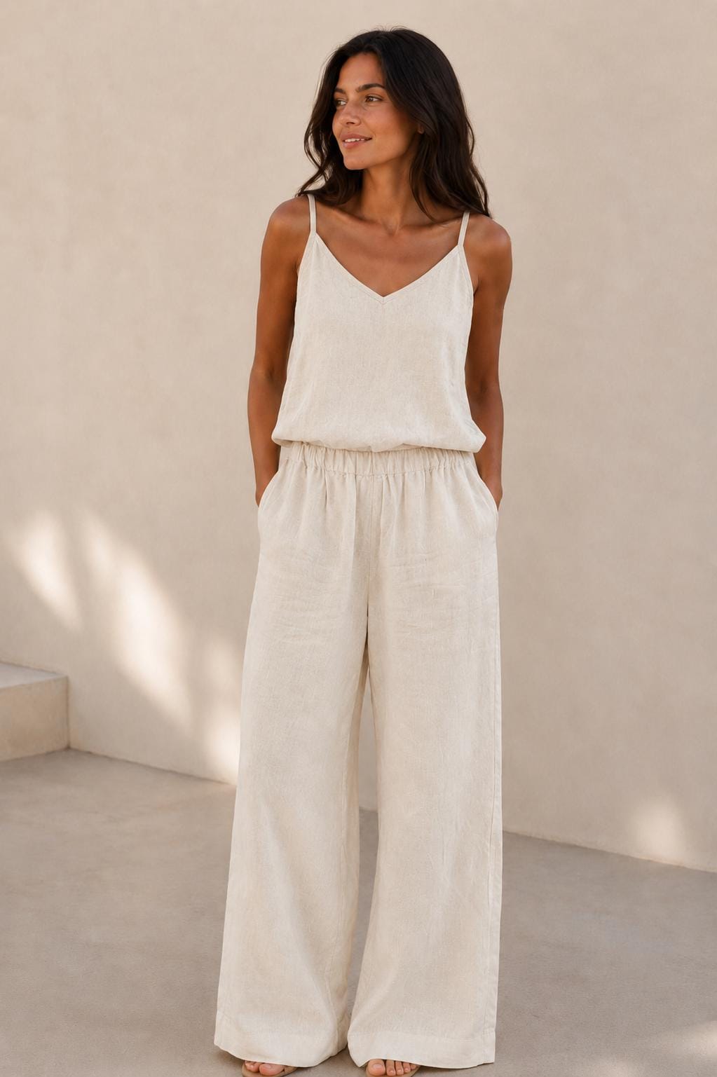 Linen Cami Top for Women Minimal Linen Tank Top Adjustable Strap Summer Top Relaxed Fit Linen Cami