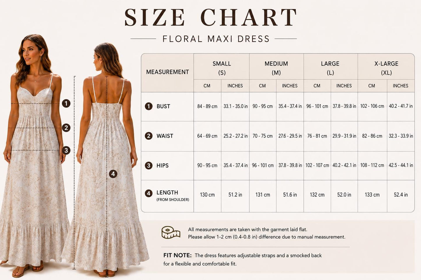 Embroidered Linen Maxi Dress, Beige Botanical Resort Vacation Boho Style