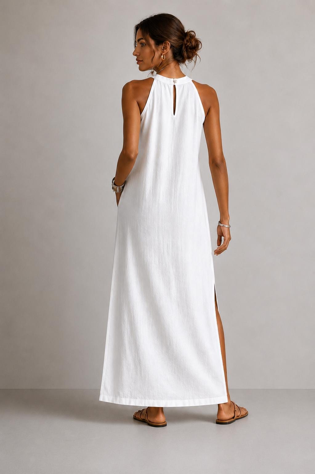 Linen Maxi Dress, Boho Resort Sleeveless Summer Vacation Outfit